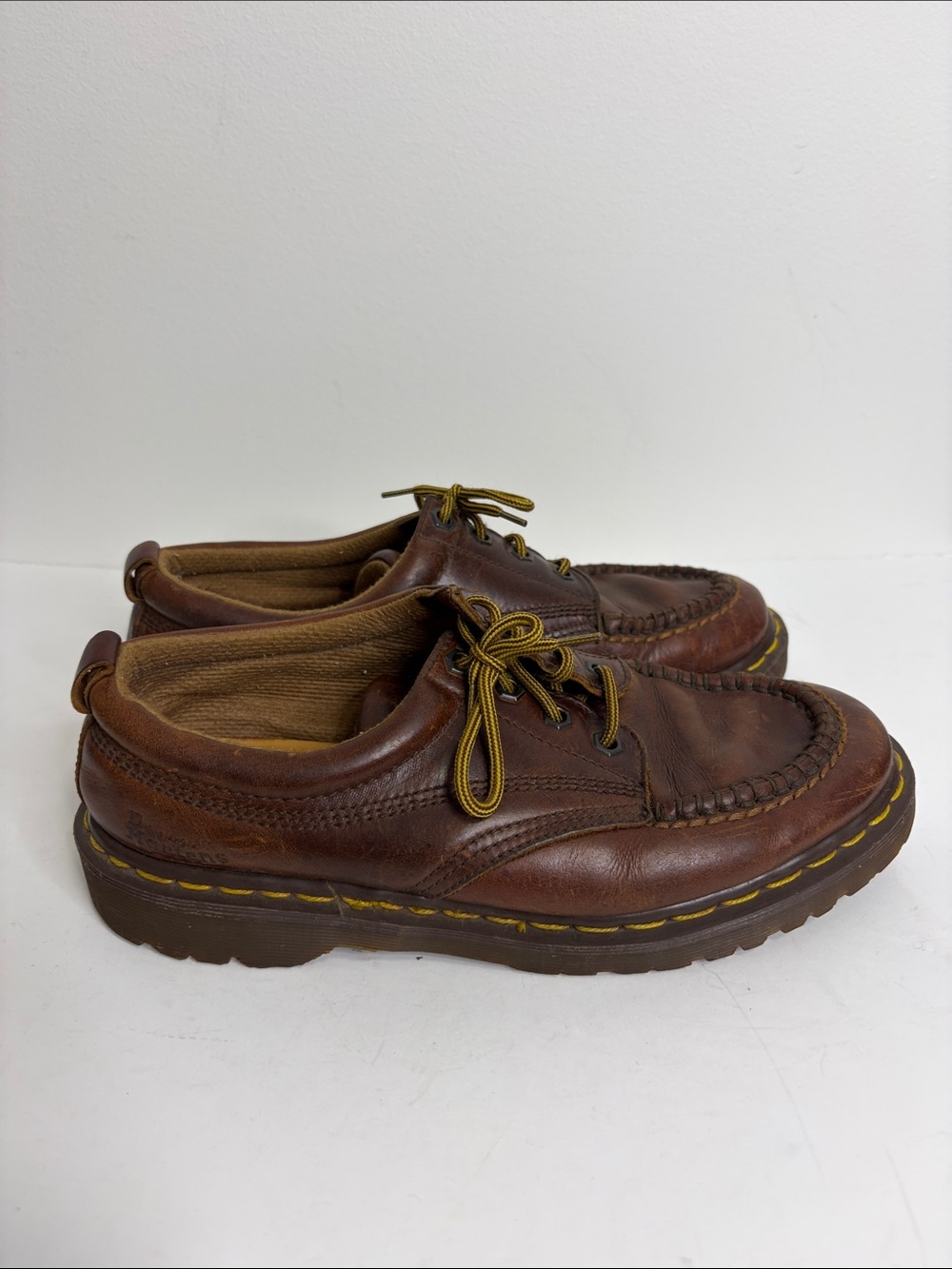 Vintage Dr Martens Moc Toe Shoes UK 7 US 9 Womens Brown Leather 90s 8054 England